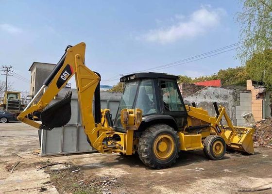 Cargador usado amarillo de la retroexcavadora del gato 420f/cargador del buey de la resbalón en precio barato en venta